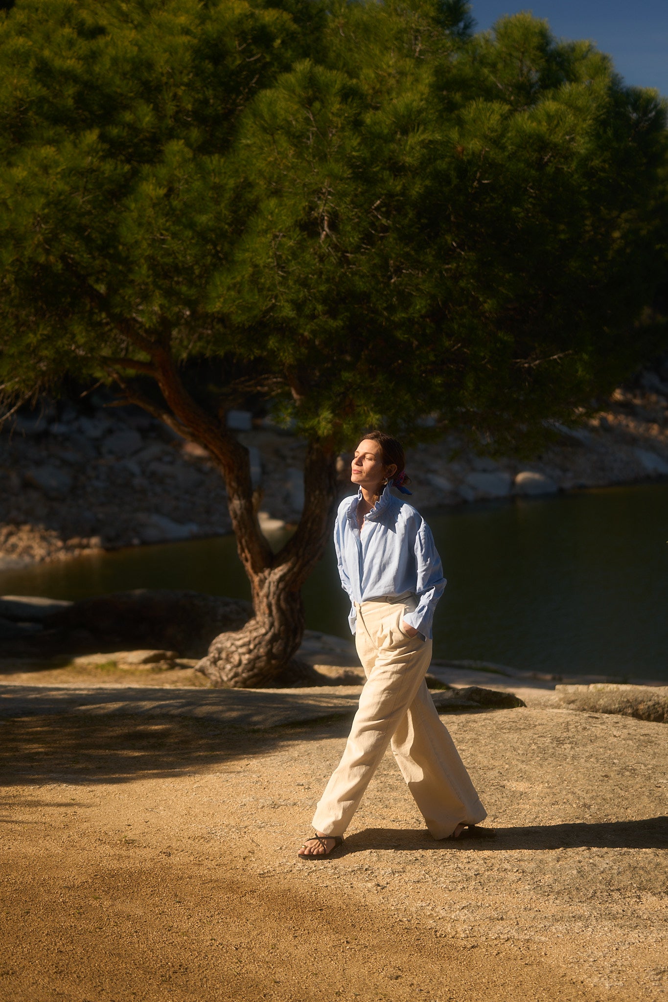CAMISA BALMORAL LINO AZUL