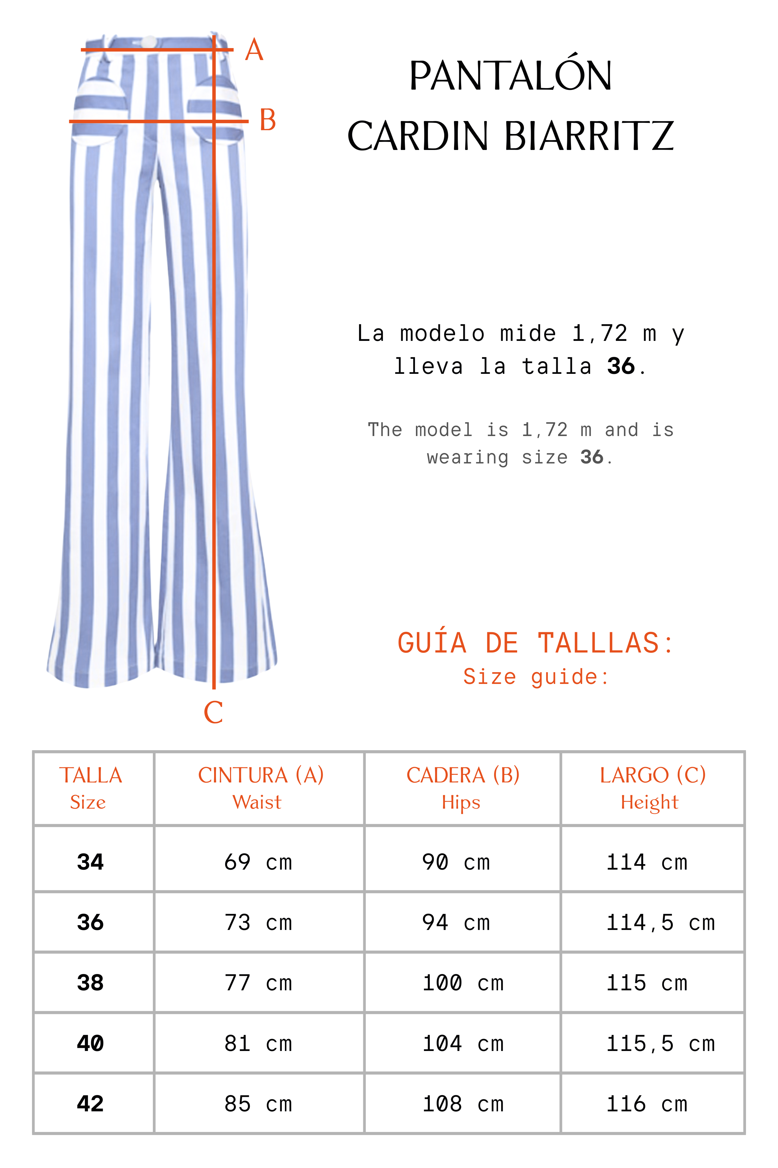BIARRITZ TROUSERS BLUE - WE RECOMMEND BUYING ONE SIZE LARGER. ORDER SHIPPING 14 APRIL