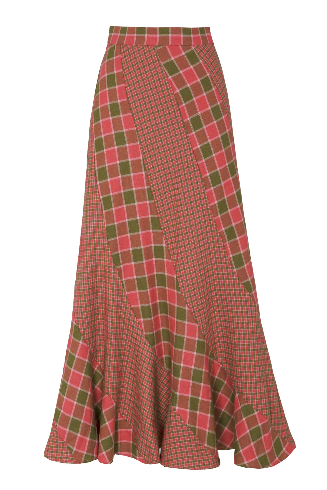 FALDA GILDA CUADROS ROSA Y KAKI