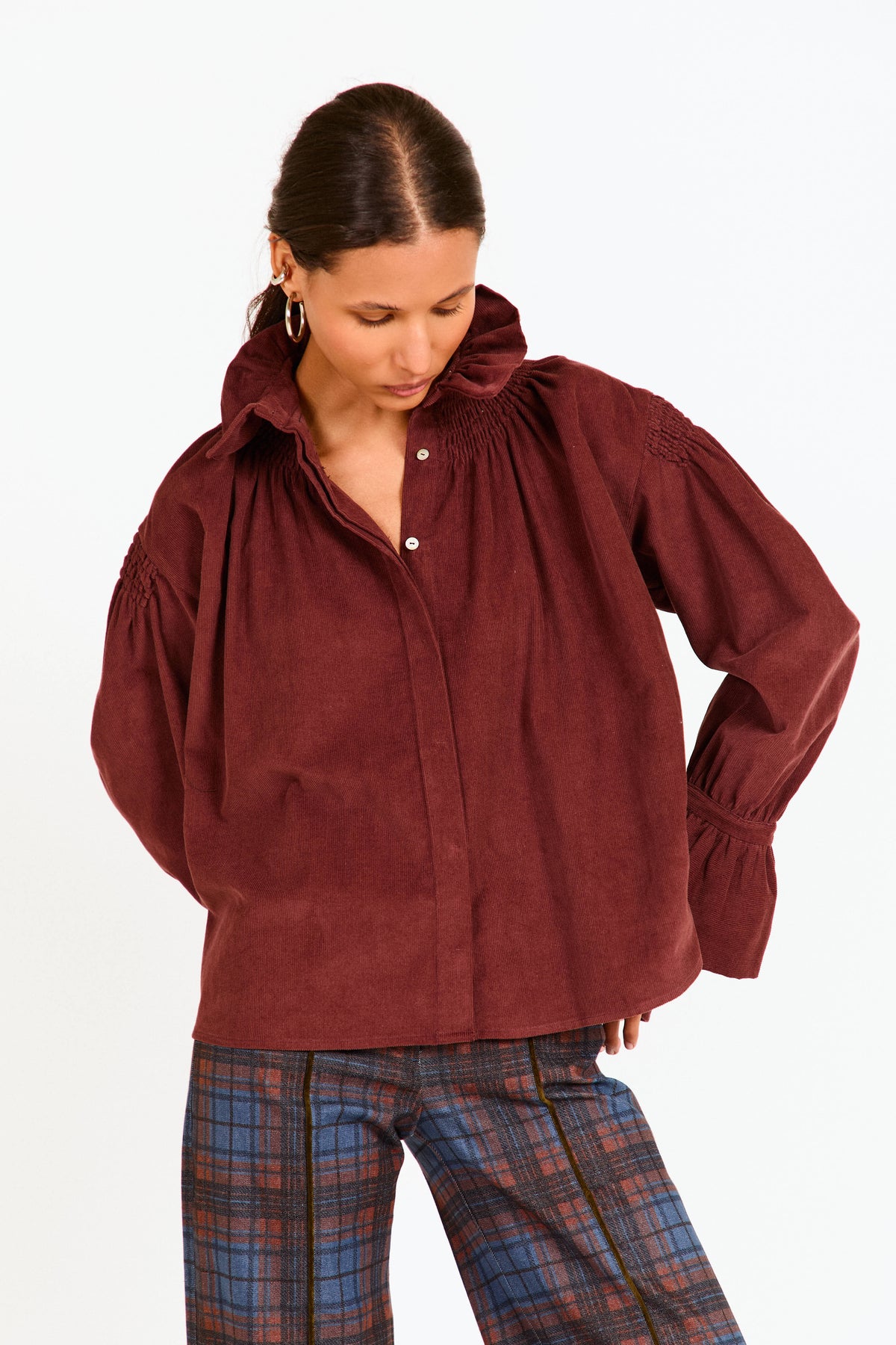 PRE VENTA - CAMISA BALMORAL PANA MARRÓN