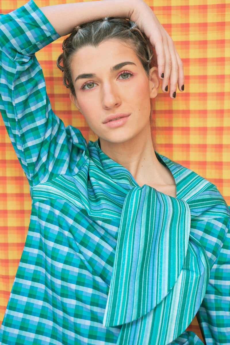 ARCHIVE SALE - BLUSA KELLY CUADROS AZUL