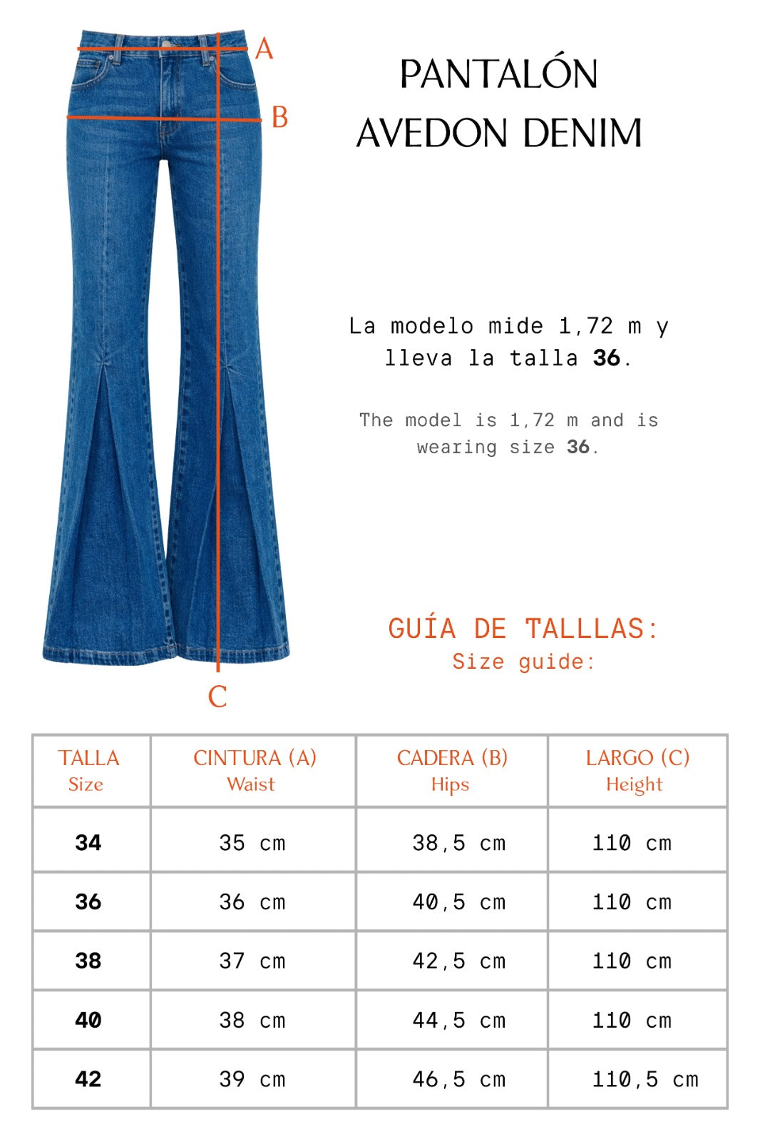 PANTALÓN AVEDON DENIM - RECOMENDAMOS UNA TALLA MÁS DE LA HABITUAL