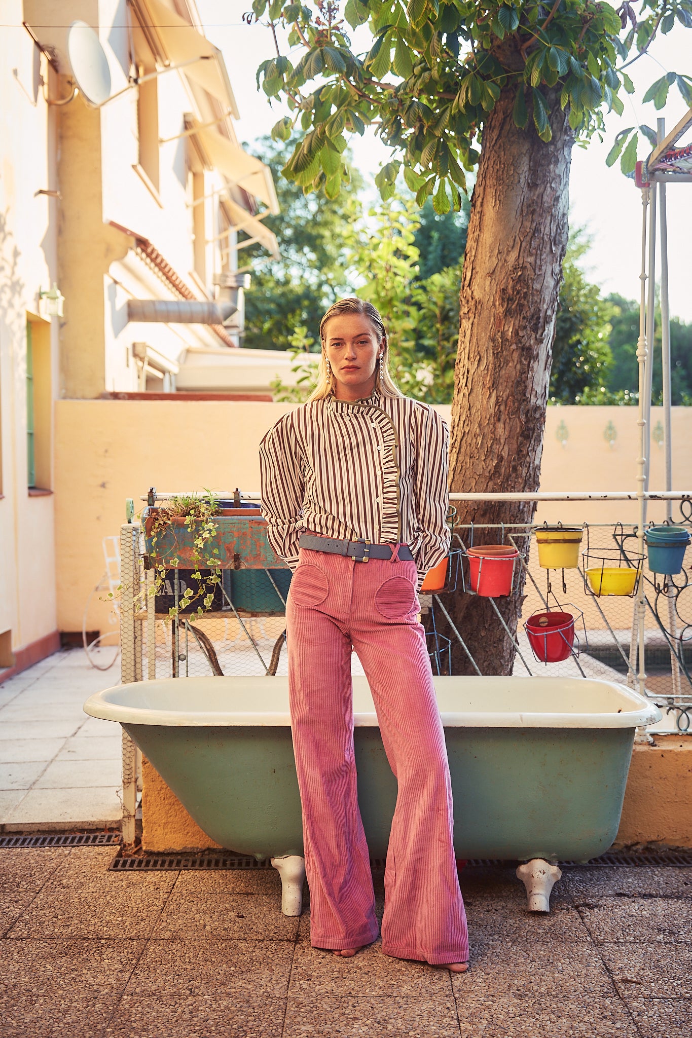 PANTALÓN CARDIN PANA ROSA