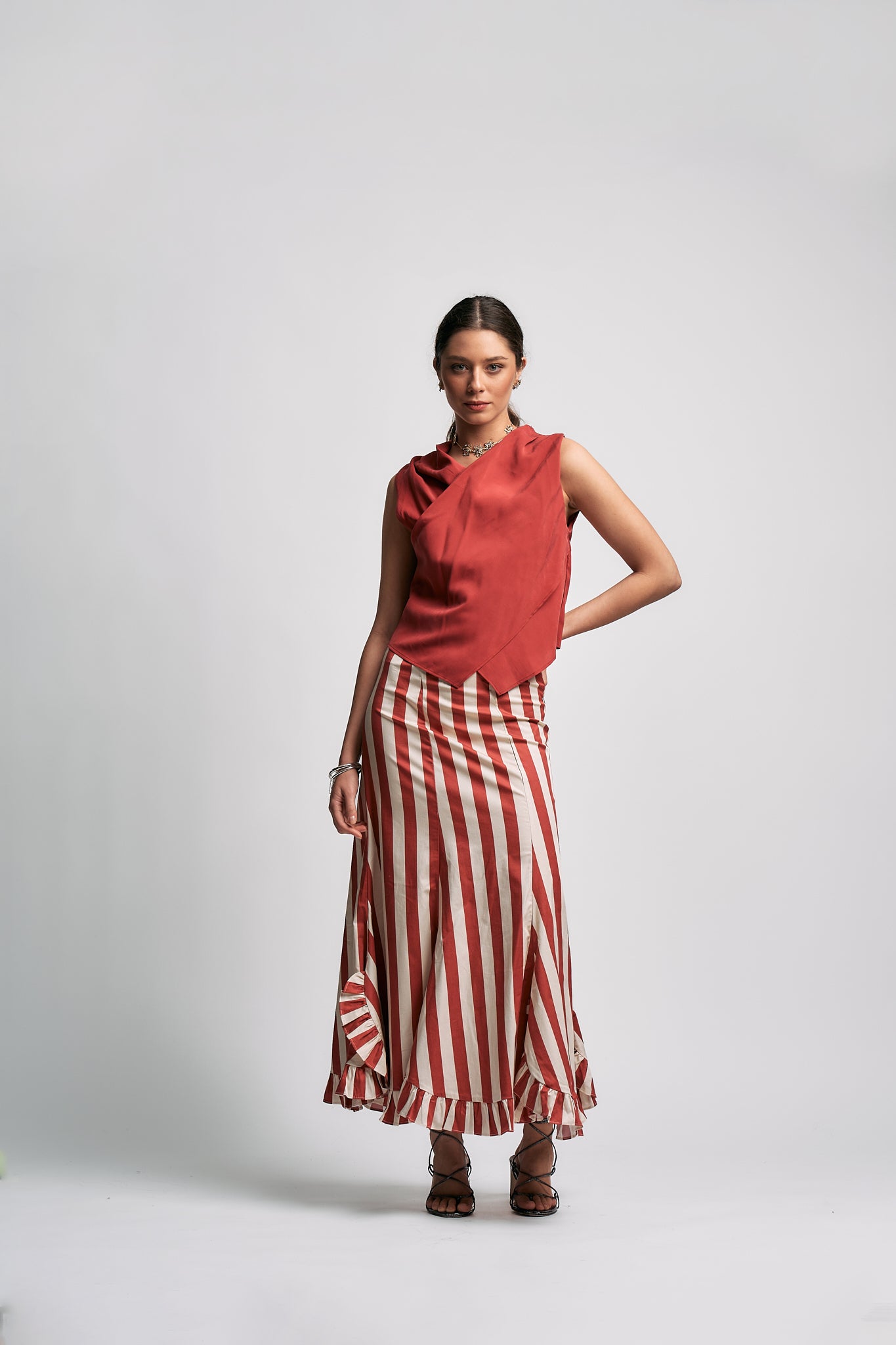 FALDA PORTOBELLO RAYAS TEJA