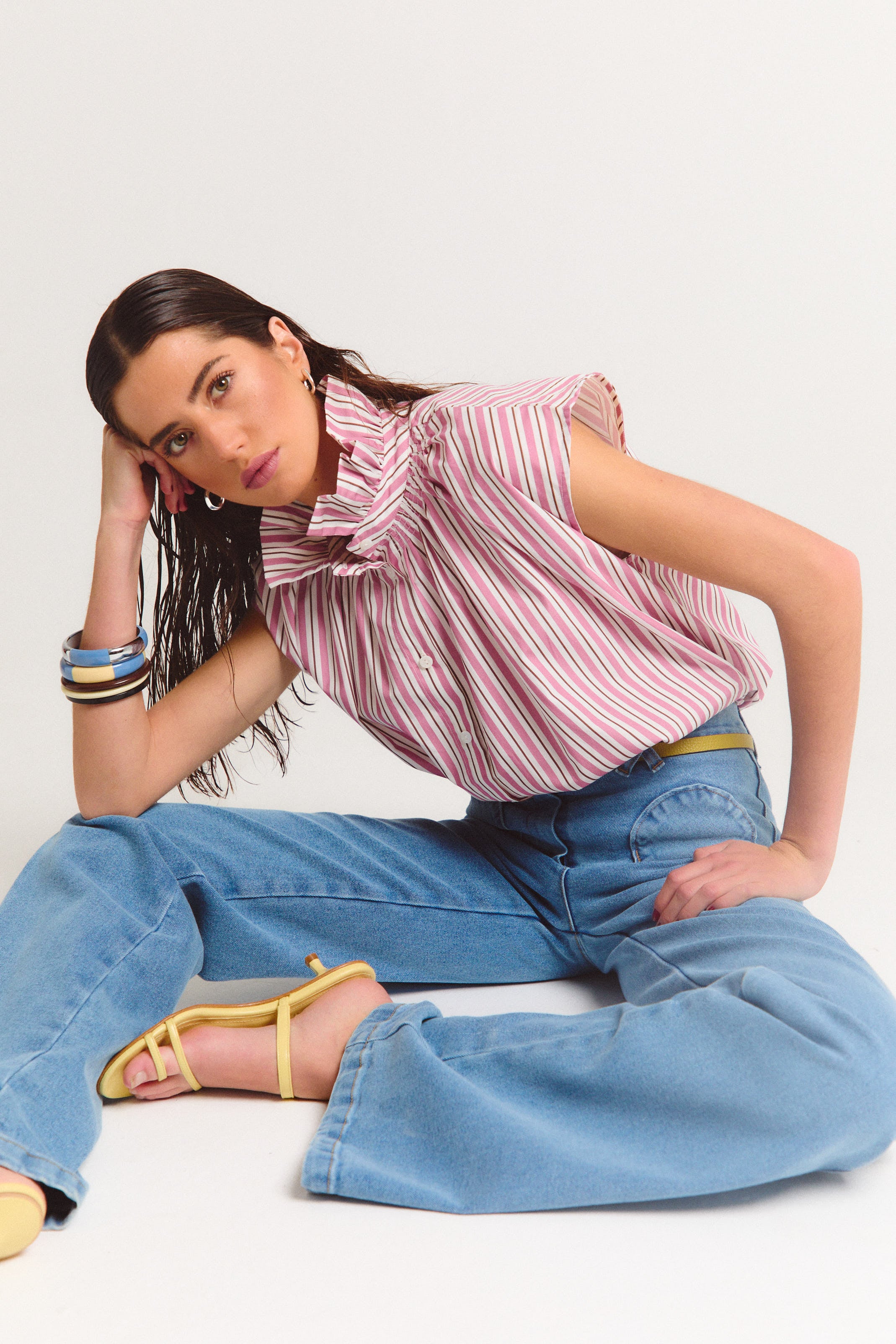 CAMISA BIARRITZ RAYAS ROSA Y MARRÓN