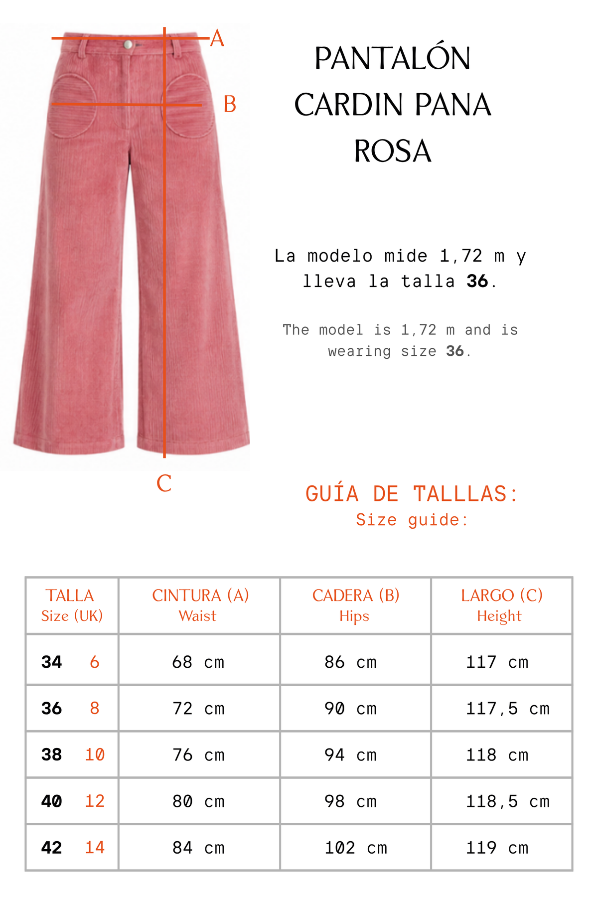 PANTALÓN CARDIN PANA ROSA