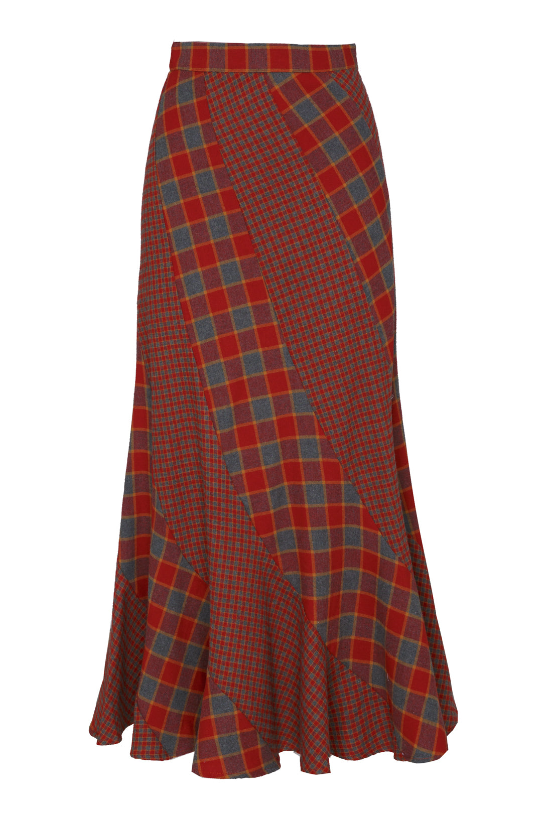 FALDA GILDA CUADROS ROJO Y GRIS