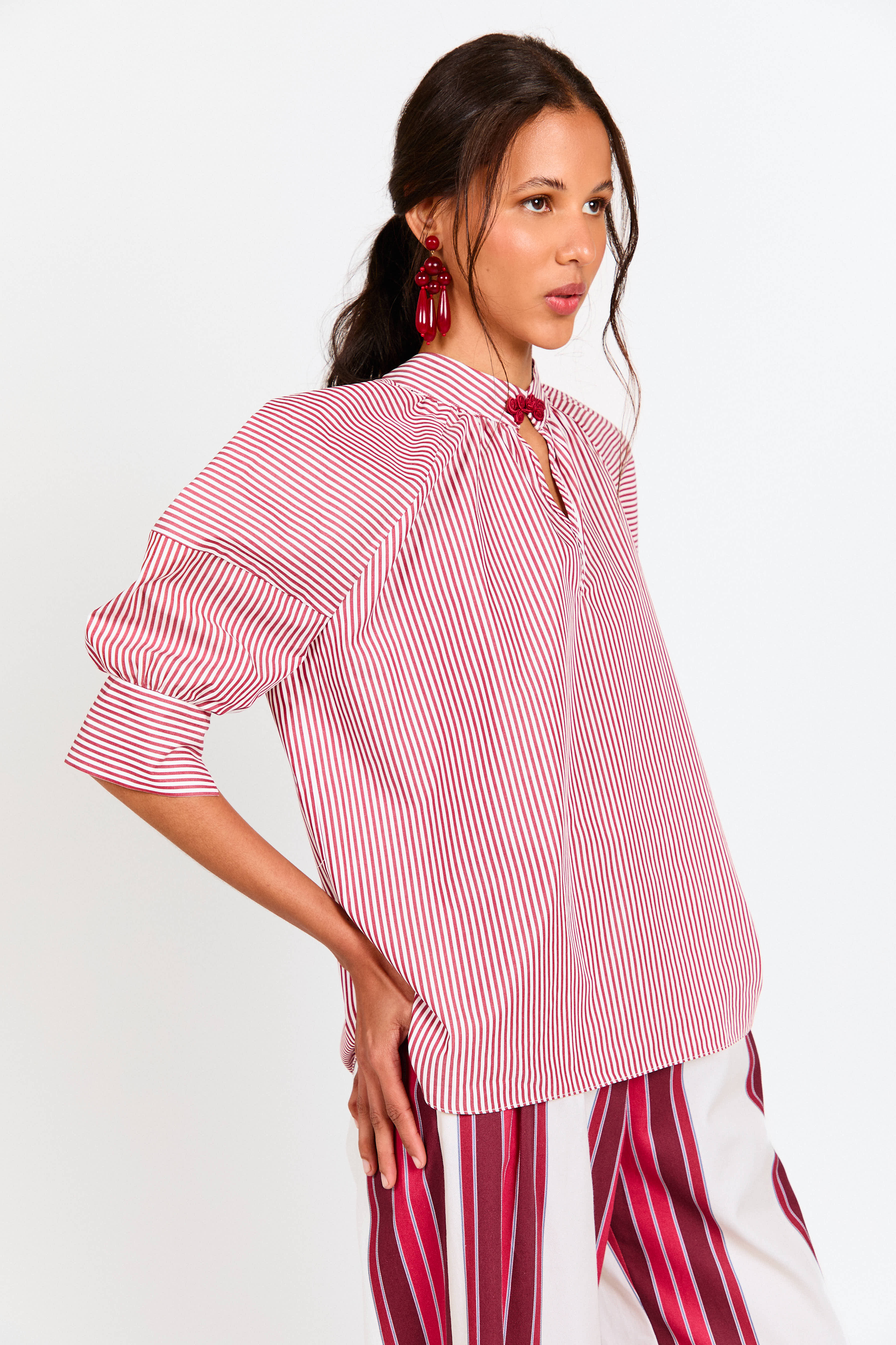 CAMISA MARA RAYAS ROJA
