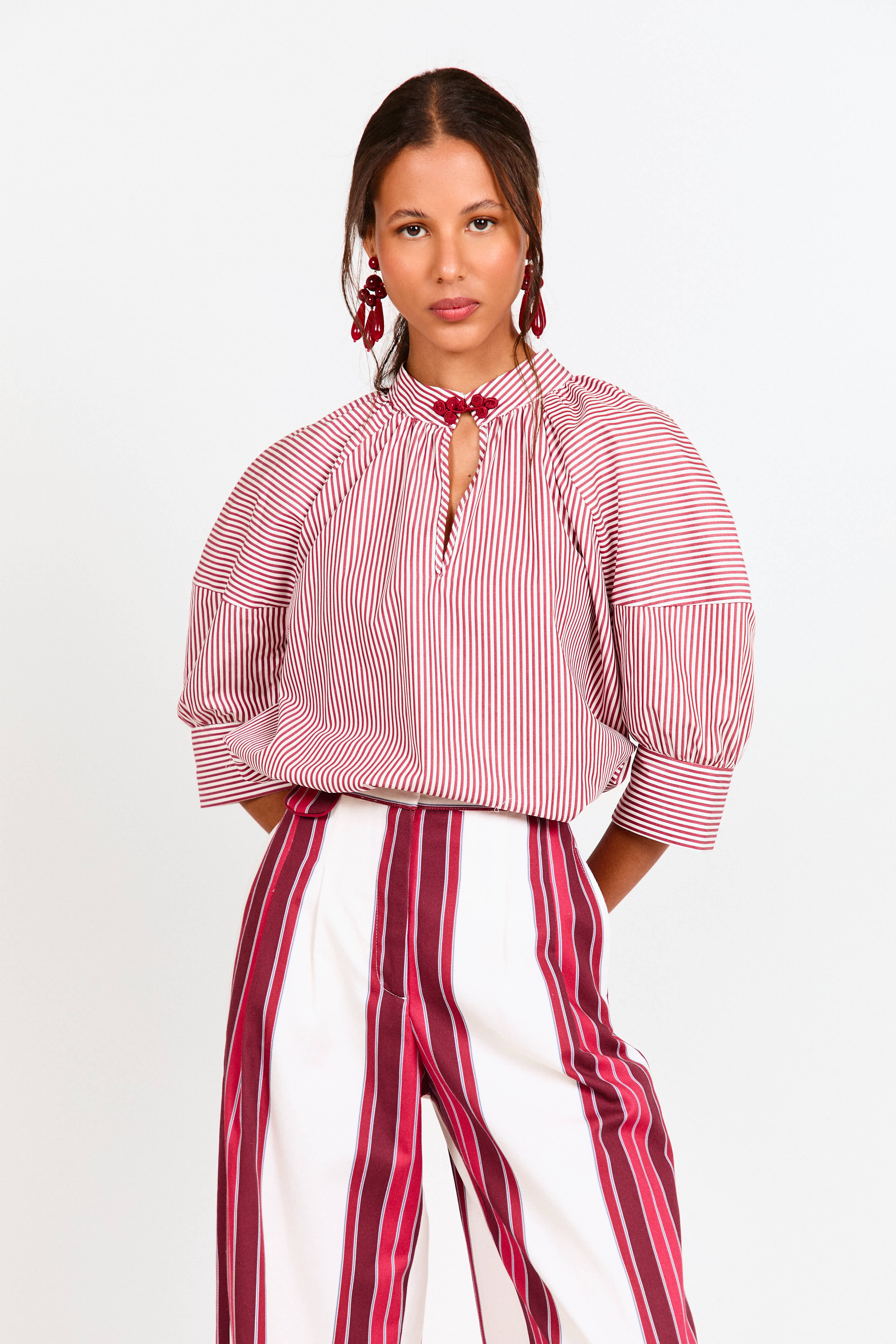 CAMISA MARA RAYAS ROJA