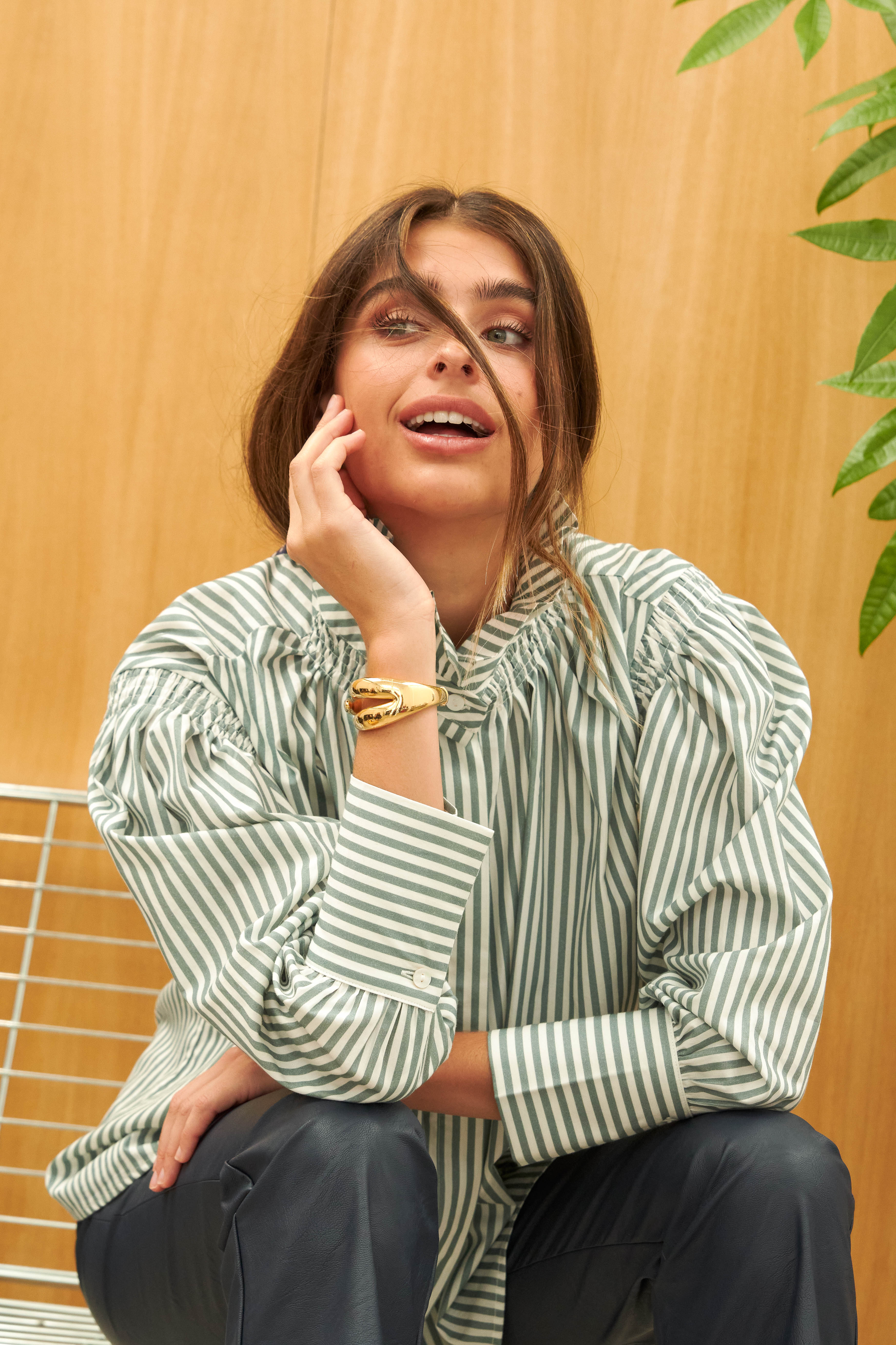 CAMISA BALMORAL RAYAS VERDE