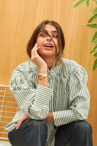 CAMISA BALMORAL RAYAS VERDE